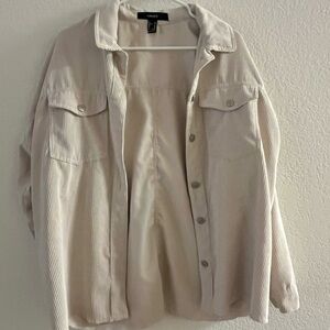 Cream Corduroy Button-Up Shirt